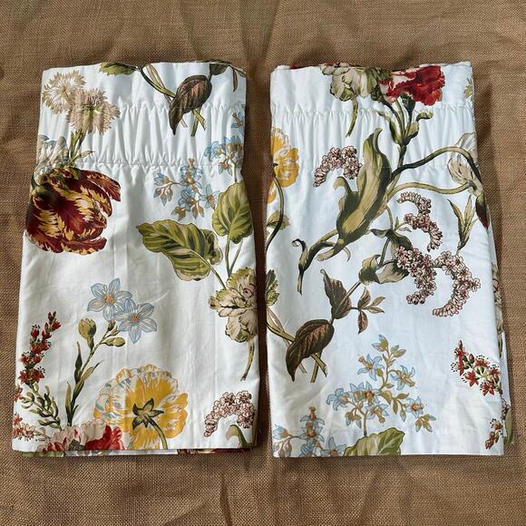 Window valances curtains white floral cotton luxury pottery barn style 78x19 - Picture 1 of 16